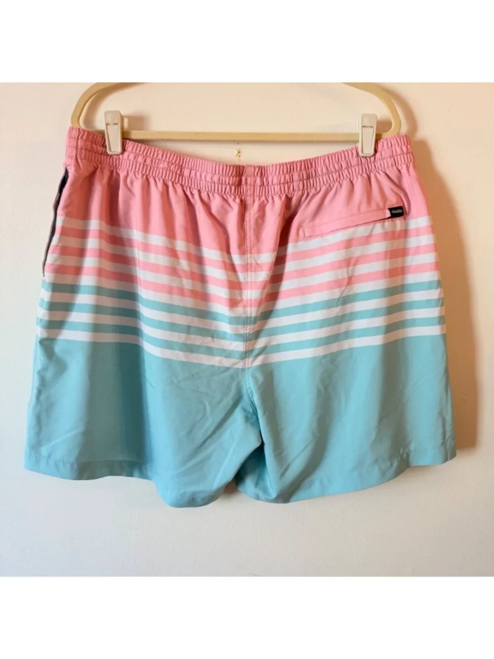 Chubbies Mens On The Horizons Pink and Blue Striped Lined Classic Swim Trunk 3XL